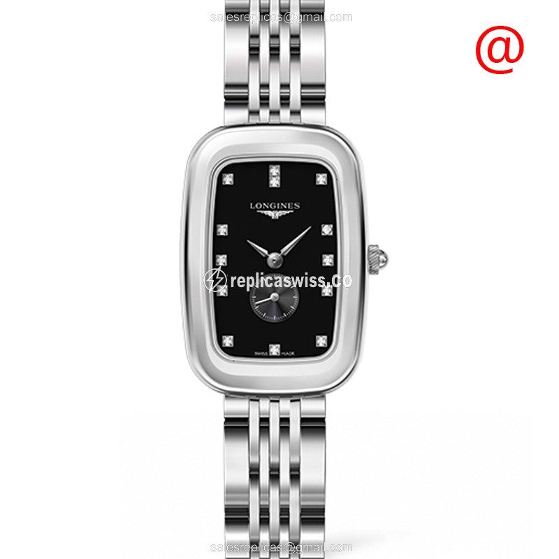 Exquisite Longines L6.141.4.57.6 Equestrian Quartz Replica with Black Dial Stainless Steel Case
