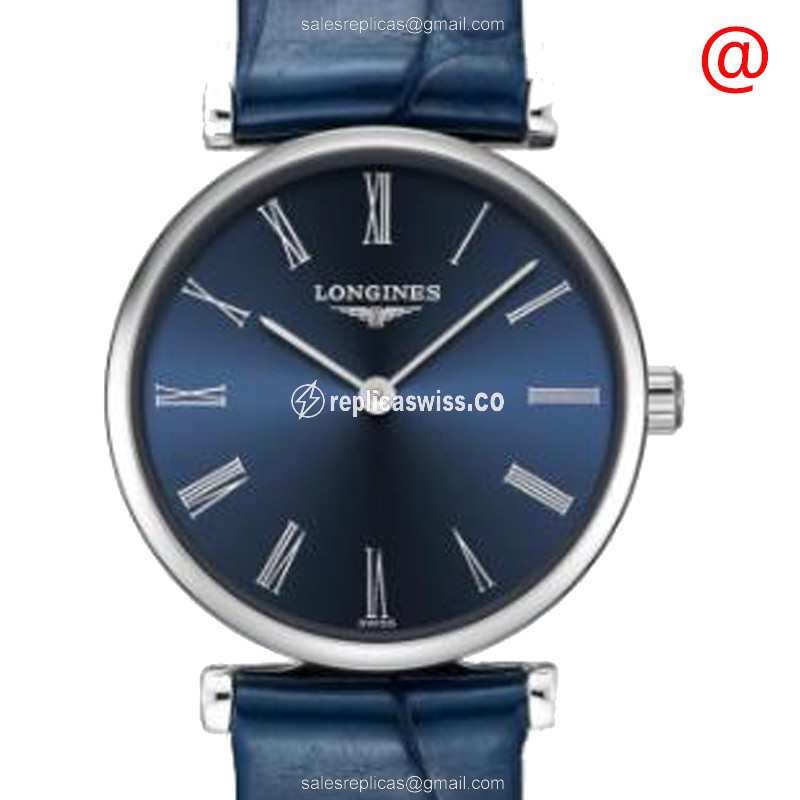 Exquisite Longines LA GRANDE Quartz Replica Watch with Blue Dial Stainless Steel Case