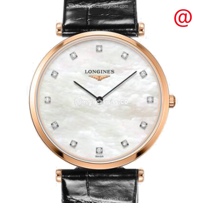Exquisite Longines LA GRANDE Quartz Replica with Polished Steel Case & Elegant White Dial Watch