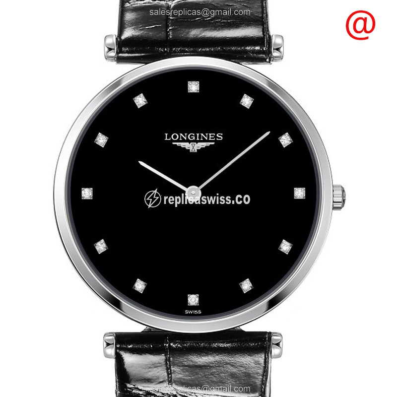 Exquisite Longines LA GRANDE Replica in Stainless Steel Case with Black Dial & Quartz Movement Watch