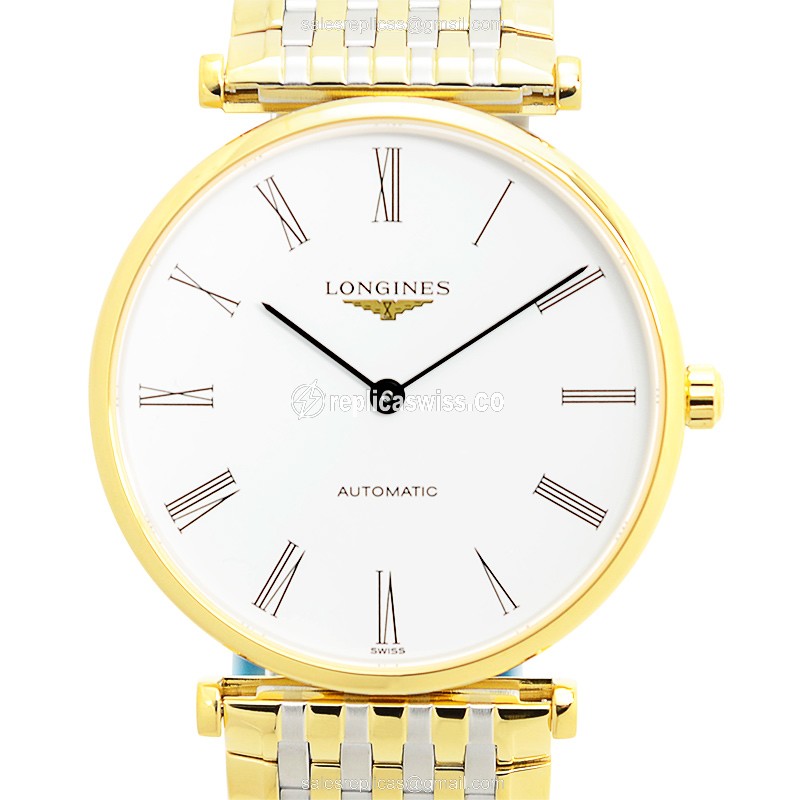 Exquisite Longines LA GRANDE Replica in White Dial Gold-Plated Case with Automatic Movement