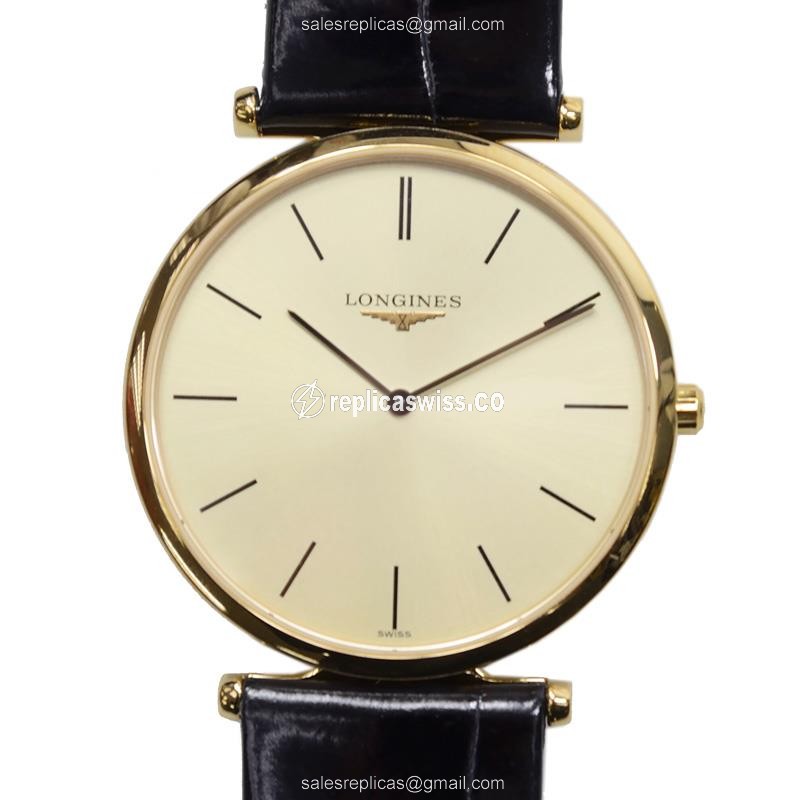 Exquisite Longines LA GRANDE Replica with Gold PVD Case Sapphire Crystal Bezel Watch
