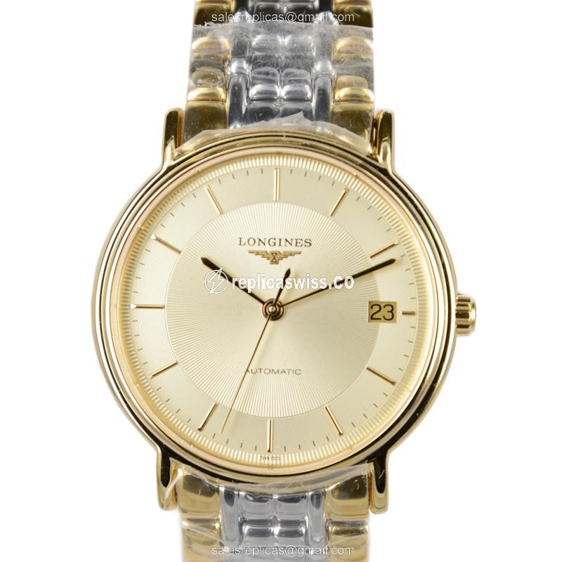 Exquisite Longines Presence Replica, Automatic Movement, Gold PVD Case Watch