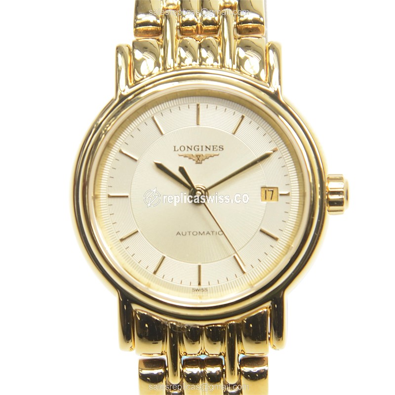 Exquisite Longines Presence Replica in PVD Gold Case, Silver Dial, Automatic Movement Watch