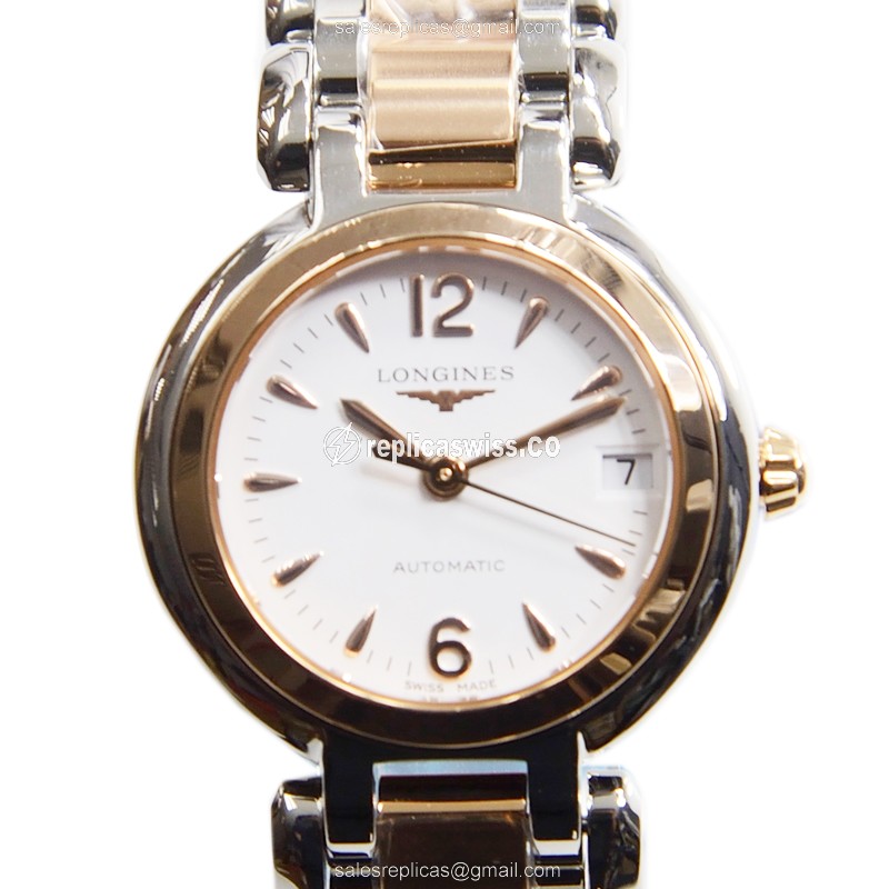 Exquisite Longines Prima Luna Replica in 18kt Steel & White Dial, Automatic Movement Watch
