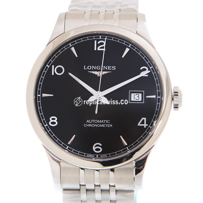 Exquisite Longines RECORD Replica Watch | Automatic Movement | Black Dial | Stainless Steel Case