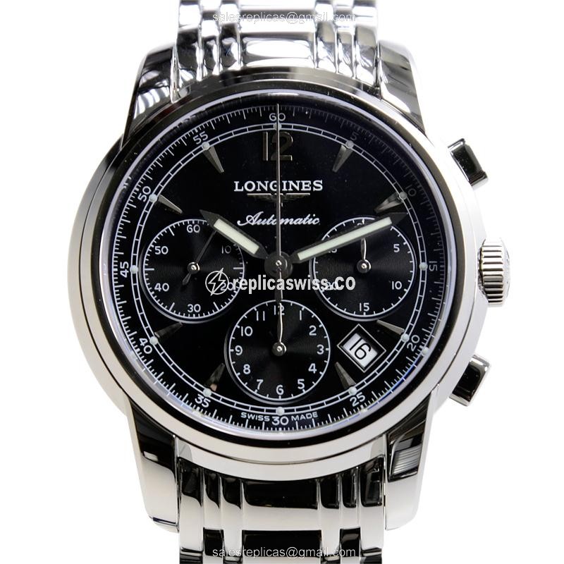 Exquisite Longines SAINT IMIER Replica in Stainless Steel Case, Automatic Movement & Black Dial