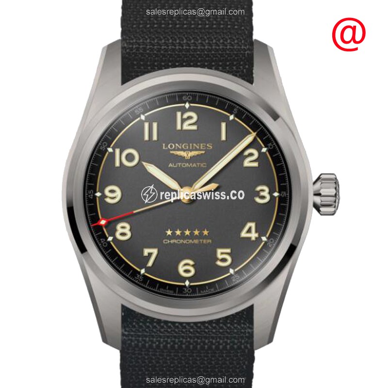 Exquisite Longines Spirit Replica with Automatic Movement Black Rubber Strap Watch