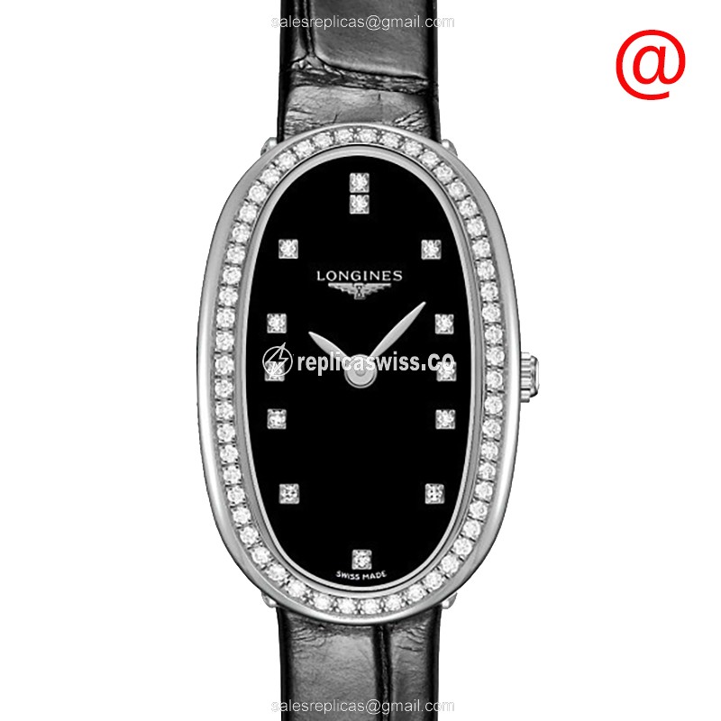 Exquisite Longines SYMPHONETTE Replica, Automatic Movement, Black Leather Strap, Stainless Steel