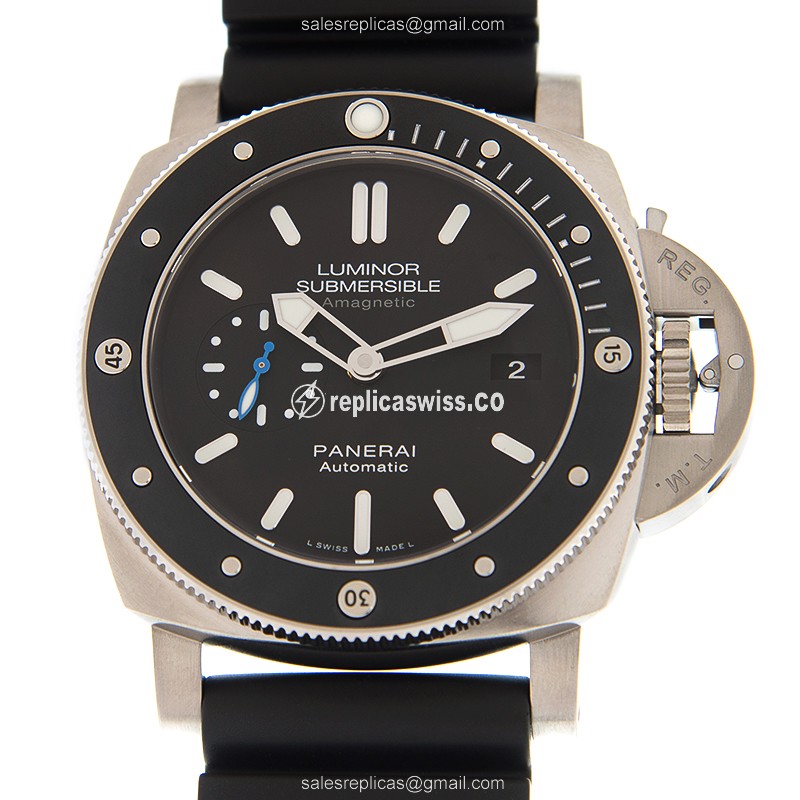 Exquisite Panerai LUMINOR Automatic Titan replica, Black Dial, Rubber Strap Watch