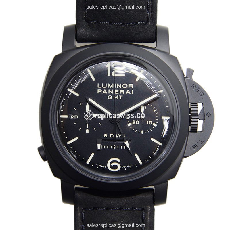 Exquisite Panerai LUMINOR Replica, Automatic Movement, Black Ceramic Case, Leather Strap Watch