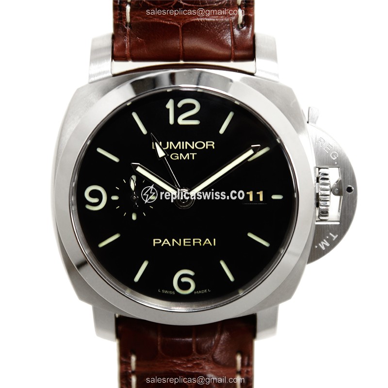 Exquisite Panerai LUMINOR Replica in Black Dial & Stainless Steel Case, Automatic Movement & Brown