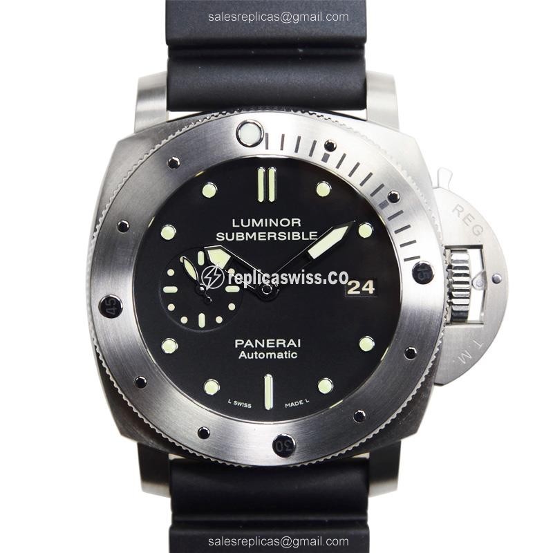 Exquisite Panerai LUMINOR Titanium Replica, Automatic Movement, Black Dial Rubber Strap Watch