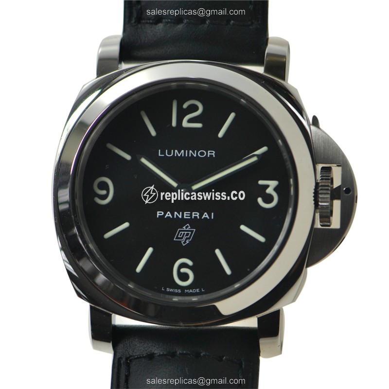 Exquisite Panerai PAM00000 LUMINOR Replica with Manual Wind Movement Black Steel Case Watch