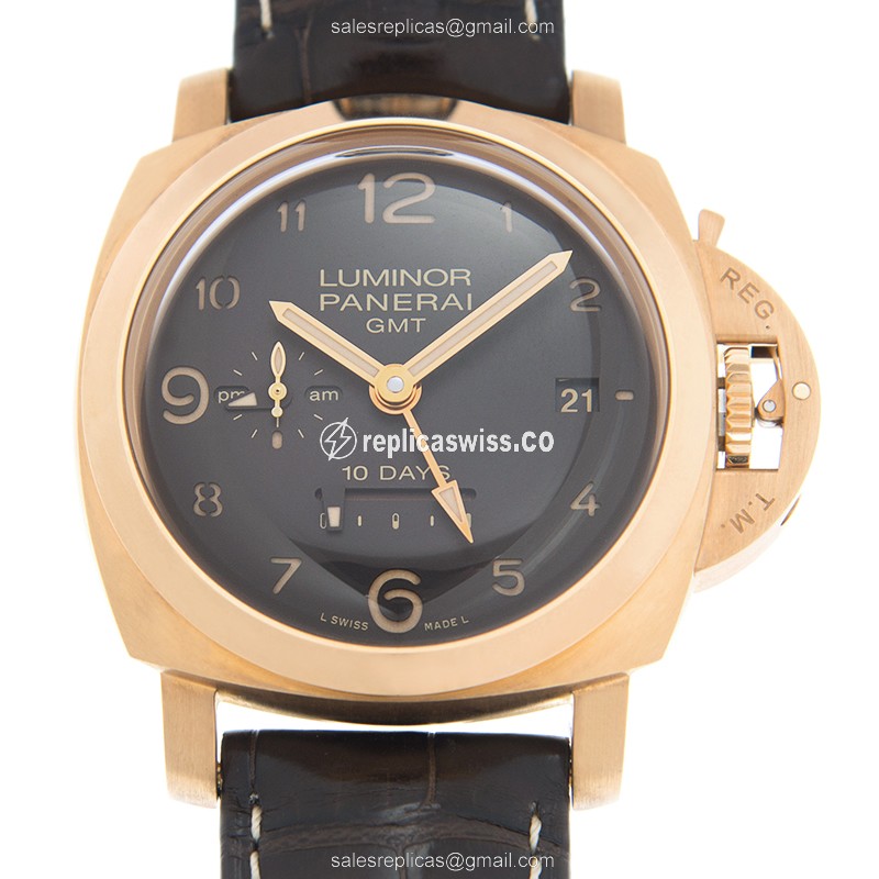 Exquisite Panerai PAM00488 LUMINOR Replica in 18kt Gold Case with Automatic Movement & Brown