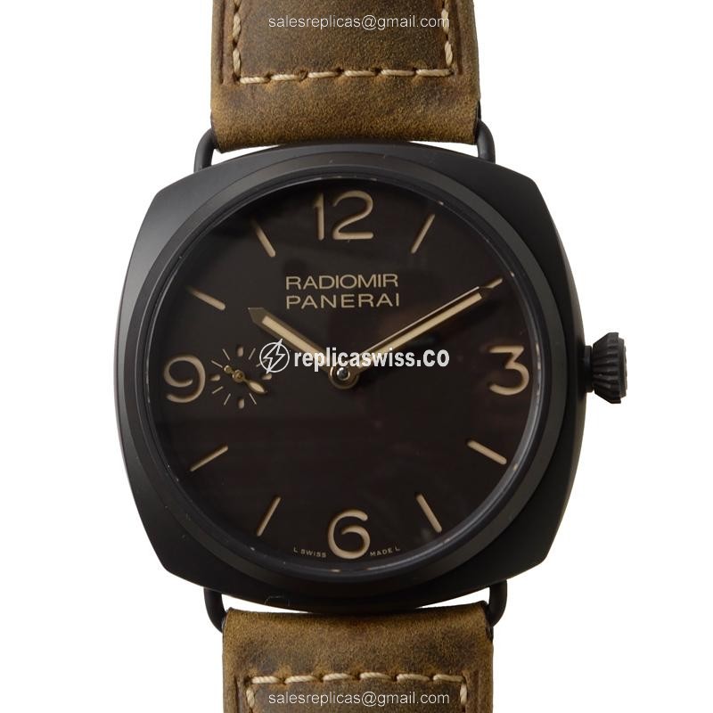 Exquisite Panerai PAM00504 RADIOMIR Replica Watch with Manual Wind Movement Brown Titanium Case
