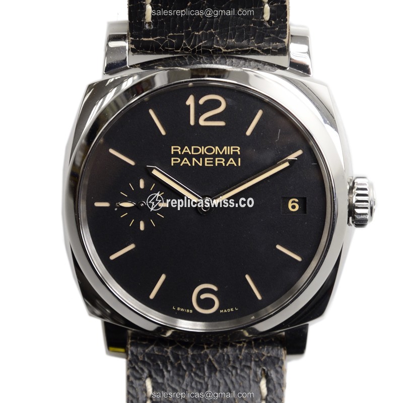Exquisite Panerai PAM00514 LUMINOR Manual Wind Watch | Black Dial | Stainless Steel Case