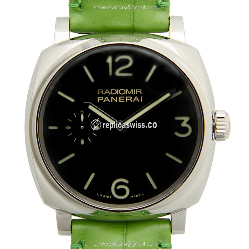 Exquisite Panerai PAM00574 RADIOMIR Replica, Manual Wind, Black Dial & Green Alligator Strap Watch