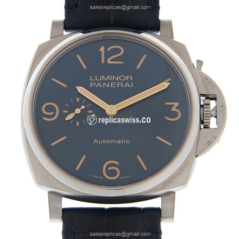 Exquisite Panerai PAM00729 LUMINOR Replica, Automatic Movement, Blue Dial & Titanium Case Watch