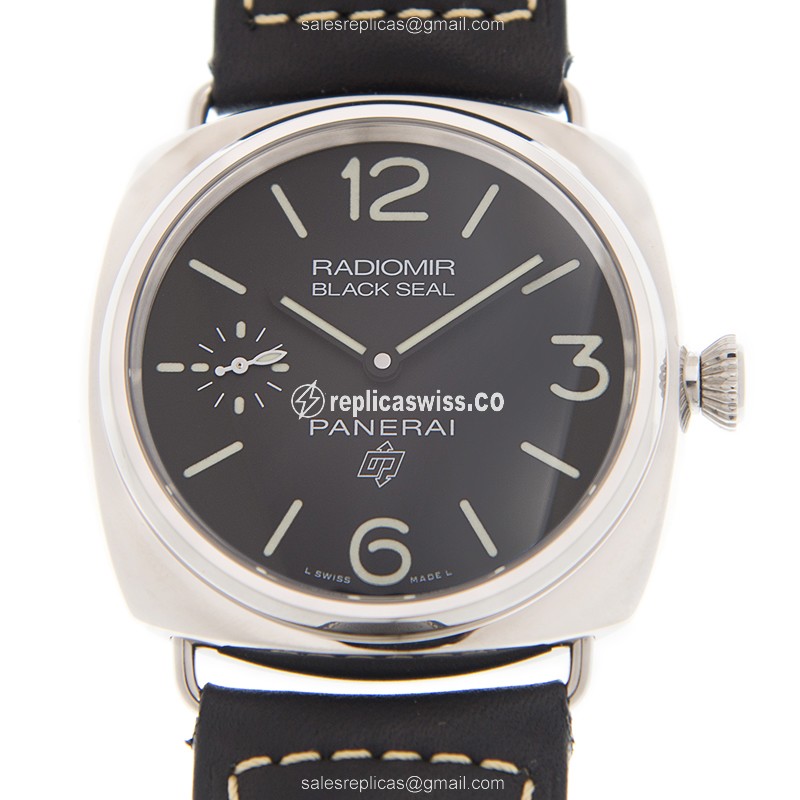 Exquisite Panerai PAM00754 RADIOMIR Manual Wind Steel Replica, Black Dial & Leather Strap Watch