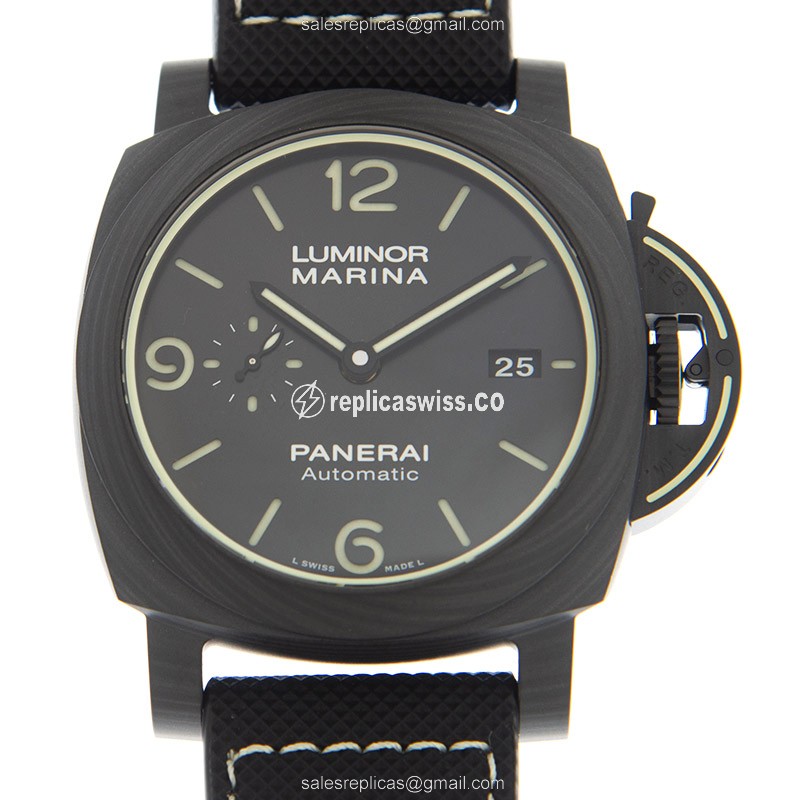 Exquisite Panerai PAM01118 Luminor Marina Replica, Automatic Self-Winding, Carbon Fiber Case, Black