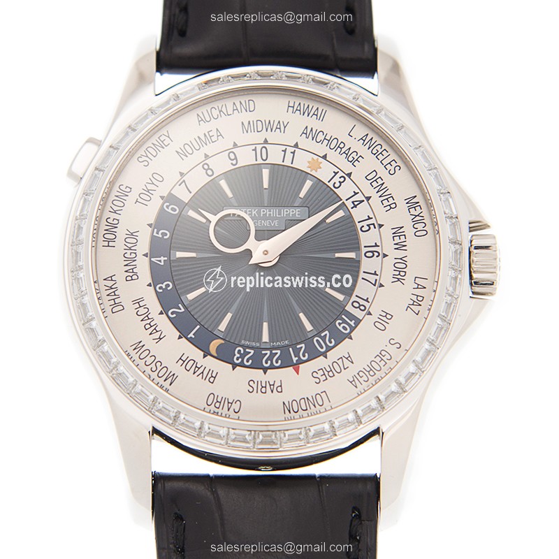 Exquisite Patek Philippe 5130/10P-011 Replica with White Dial Alligator Strap Watch
