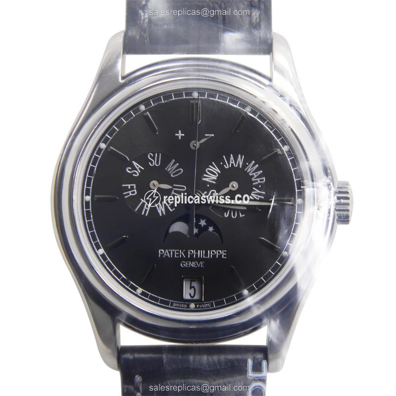Exquisite Patek Philippe 5146P-001 Replica, Automatic Movement, Black Dial, Platinum Case Watch