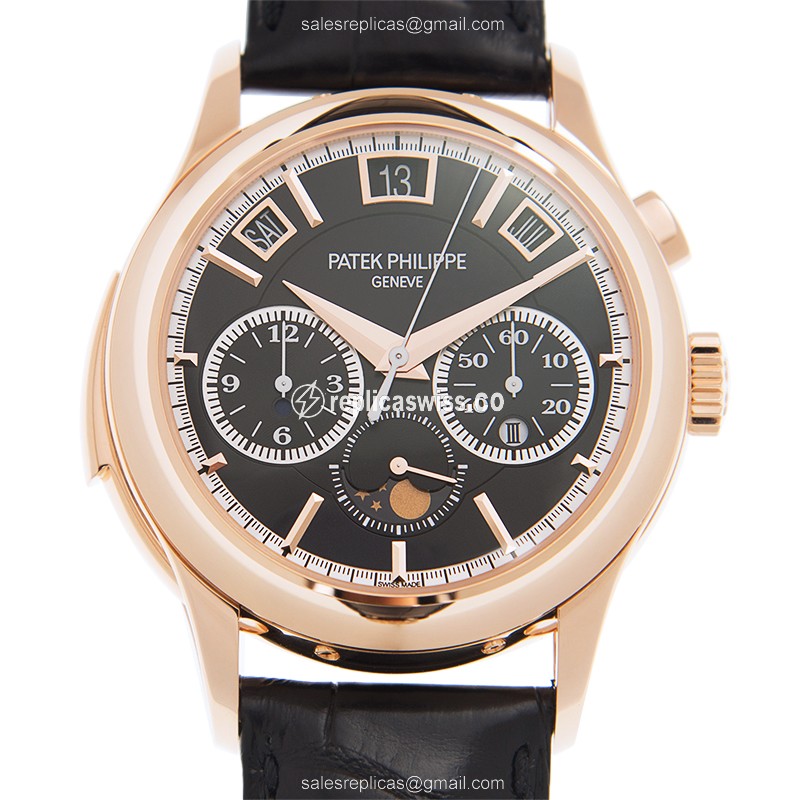 Exquisite Patek Philippe 5208R-001 Replica with Black Dial & 18kt Gold Case, Automatic Movement