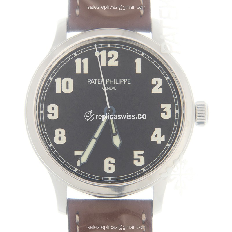 Exquisite Patek Philippe 5522A-001 CALATRAVA Automatic Steel Replica, Blue Dial & Brown Cowhide