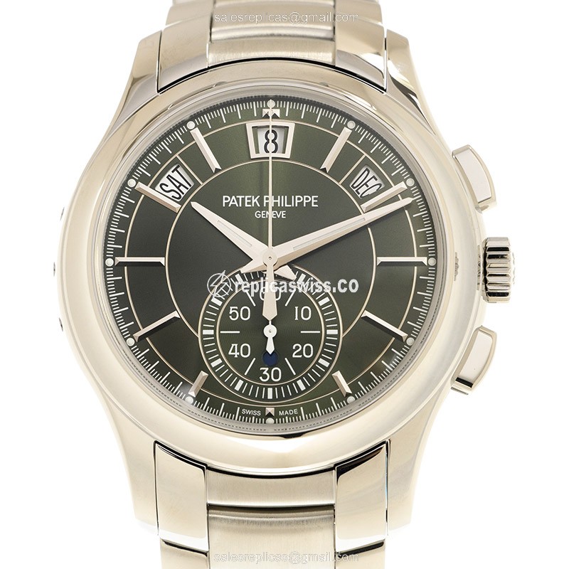 Exquisite Patek Philippe 5905/1A-001 Replica with Automatic Movement, Green Dial, & Silver Steel