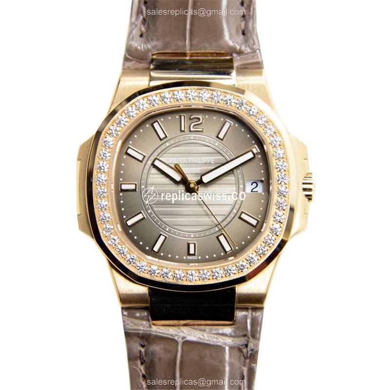 Exquisite Patek Philippe 7010R-010 Replica in Rose Gold, Quartz Movement, Grey Dial Watch