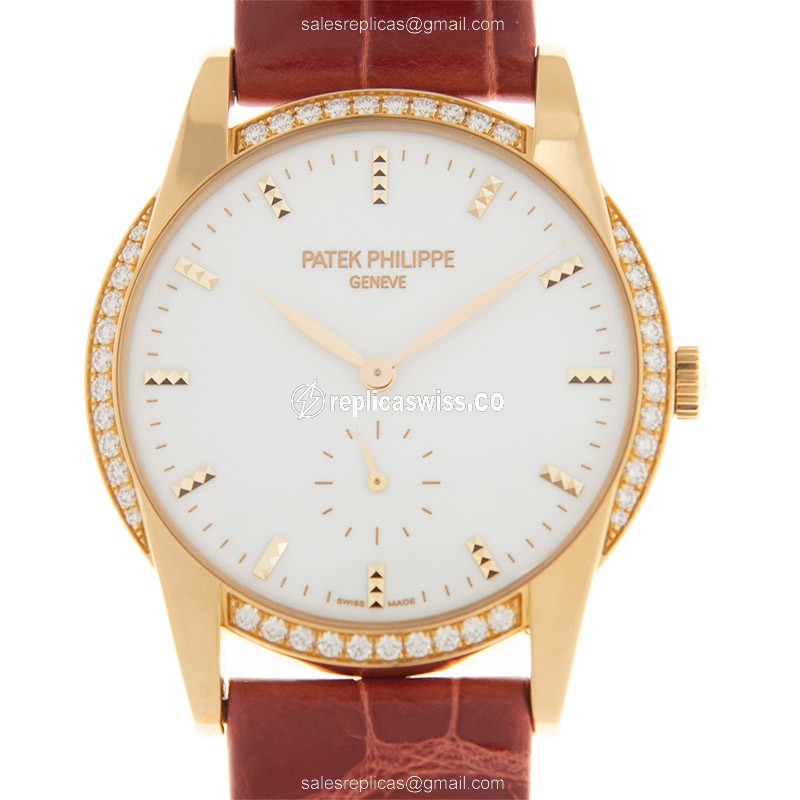 Exquisite Patek Philippe 7122/200R-001 CALATRAVA Manual Wind in 18kt Rose Gold with White Dial and