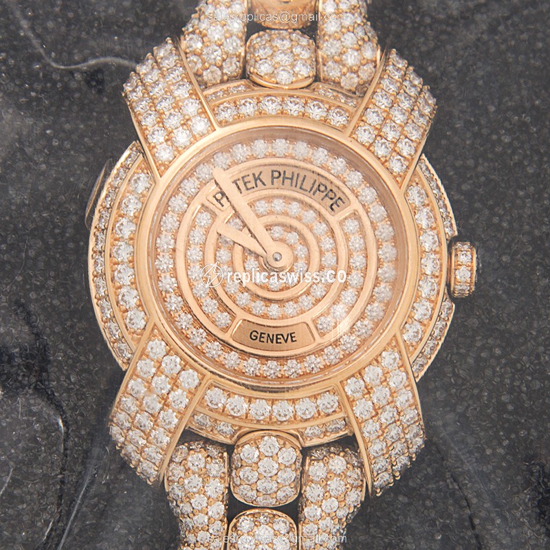 Exquisite Patek Philippe Twenty-4 Replica in 18kt Rose Gold with Diamond Bezels & Sapphire Crystal