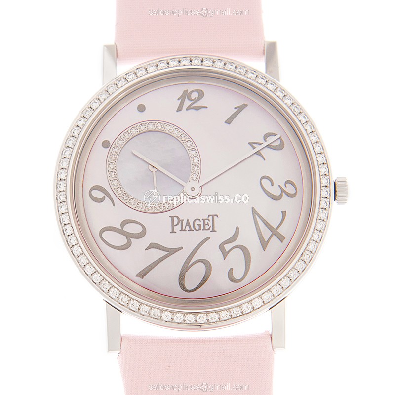 Exquisite Piaget Altiplano Replica with Manual Wind Movement & White Gold Case & Pink Silk Strap