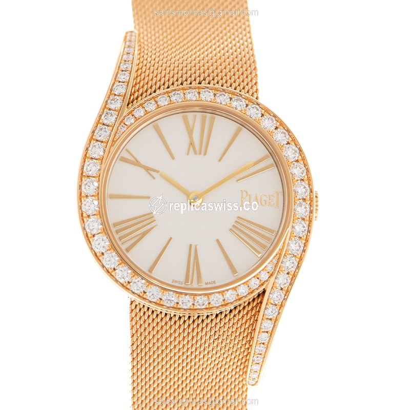 Exquisite Piaget LIMELIGHT GALA Replica in White Dial 18kt Gold Case Watch