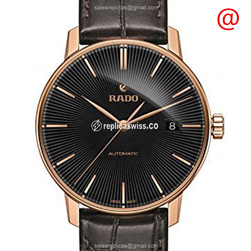 Exquisite Rado R22861165 Coupole Classic Replica in Black Dial & PVD Gold Case Watch