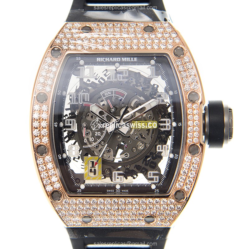 Exquisite Richard Mille RM030-RG Skull Dial Timepiece in 18kt Rose Gold & Diamond Clasp, Premium