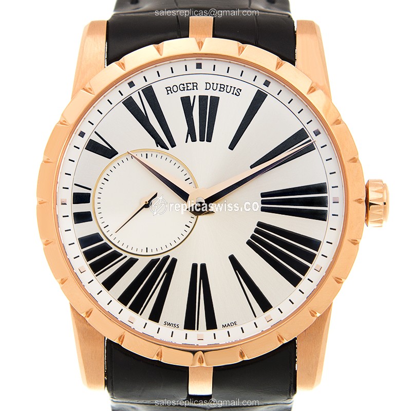 Exquisite Roger Dubuis RDDBEX0351 Excalibur Replica in 18kt Rose Gold, Automatic Movement & Silver