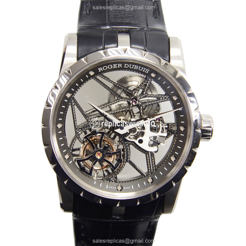 Exquisite Roger Dubuis RDDBEX0393 EXCALIBUR Manual Wind Replica in 18kt Gold, Skull Dial &