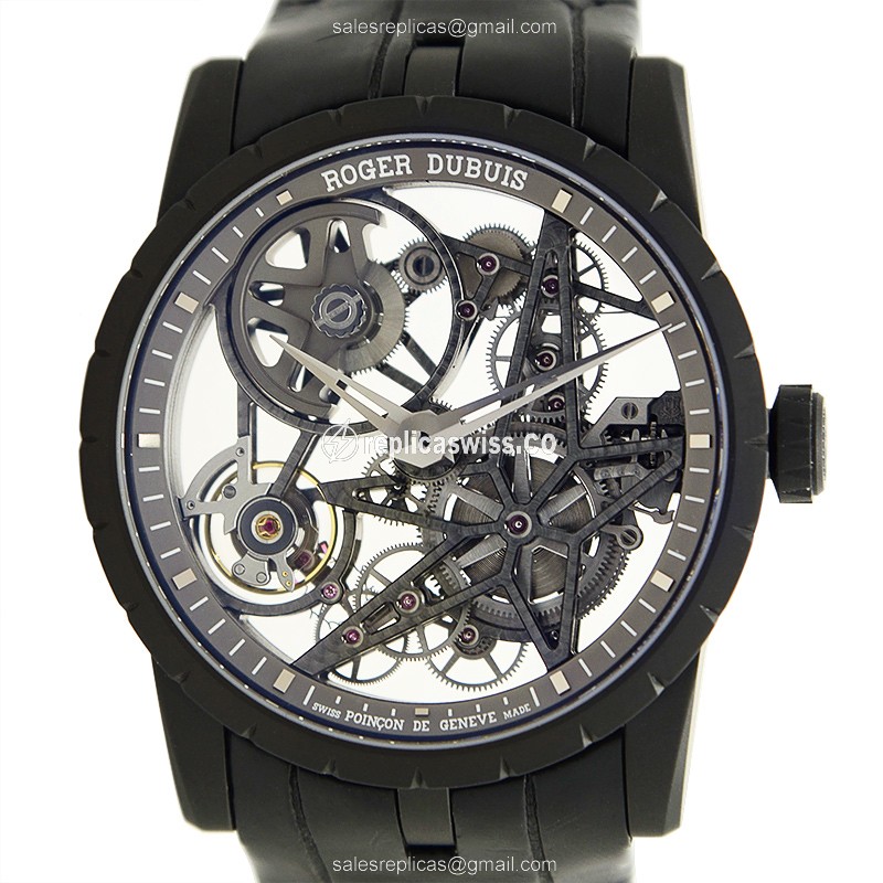 Exquisite Roger Dubuis RDDBEX0473 EXCALIBUR Replica with Automatic Movement Skull Dial on