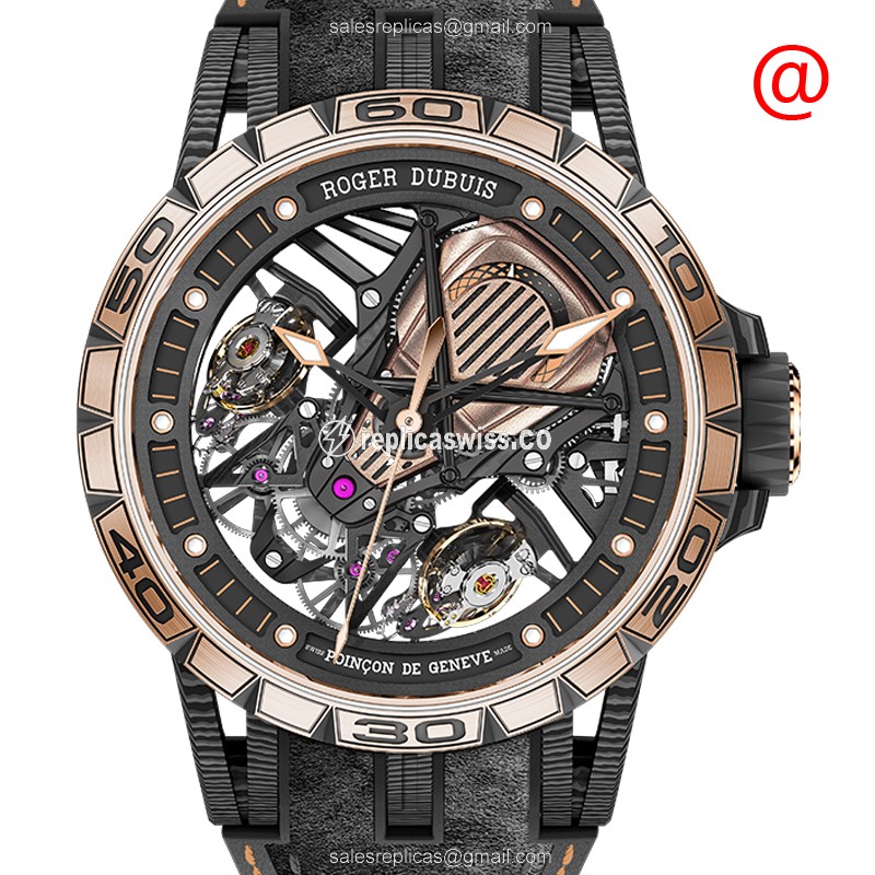 Exquisite Roger Dubuis RDDBEX0654 Excalibur Spider Replica, Manual Wind, 18kt Rose Gold Case &