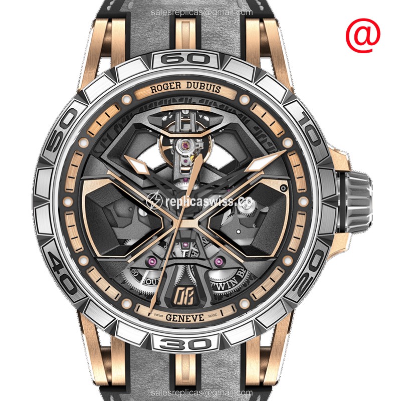 Exquisite Roger Dubuis RDDBEX0750 Spider Replica in 18kt Rose Gold, Automatic Movement & Gray Dial