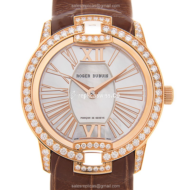Exquisite Roger Dubuis RDDBVE0020 Velvet Replica, Automatic Movement, 18kt Rose Gold Case, White