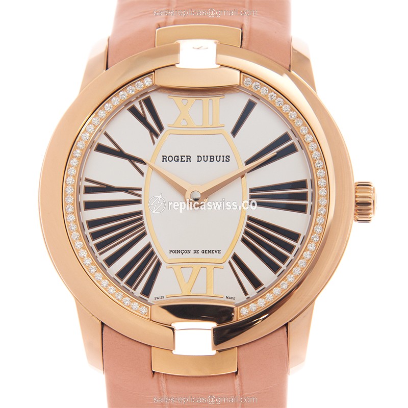 Exquisite Roger Dubuis RDDBVE0033 Replica, White Dial, 18kt Rose Gold Case & Automatic Movement