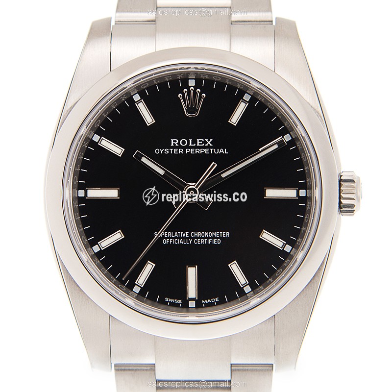 Exquisite Rolex 114200 OYSTER Replica in Stainless Steel Case with Black Dial Automatic