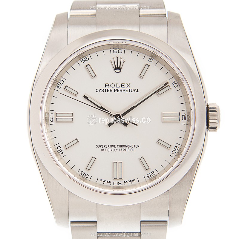 Exquisite Rolex 116000WT_O OYSTER PERPETUAL Replica with Automatic Movement White Dial, Steel