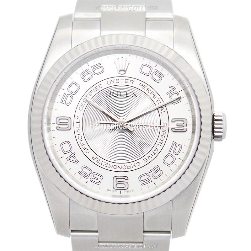 Exquisite Rolex 116034SVCONAR369 OYSTER PERPETUAL Replica in 18kt White Gold & Steel, Automatic
