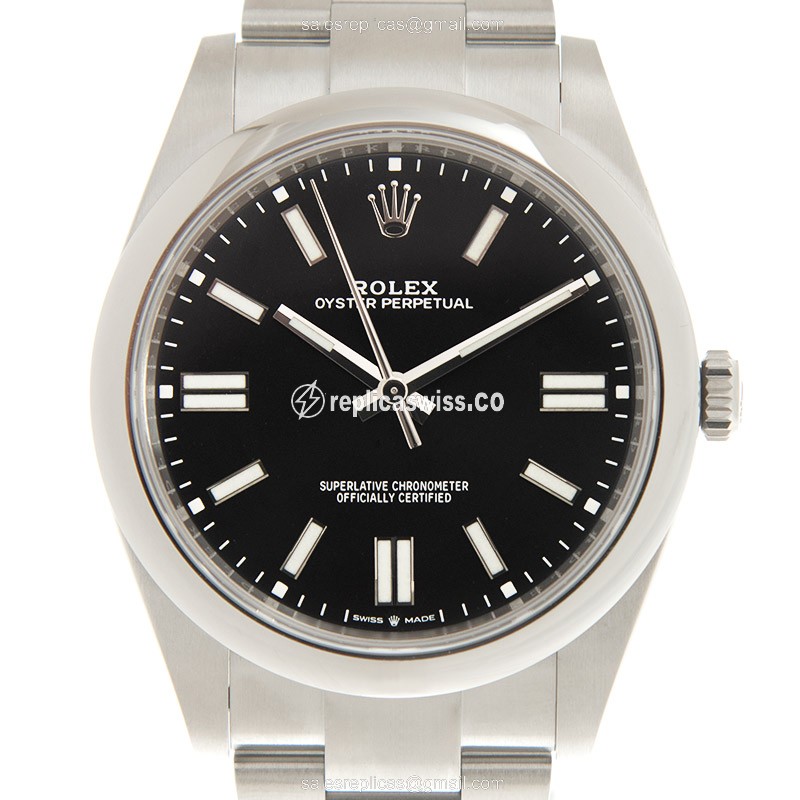 Exquisite Rolex 124300-0002 OYSTER PERPETUAL Replica with Black Dial & Stainless Steel Case Watch