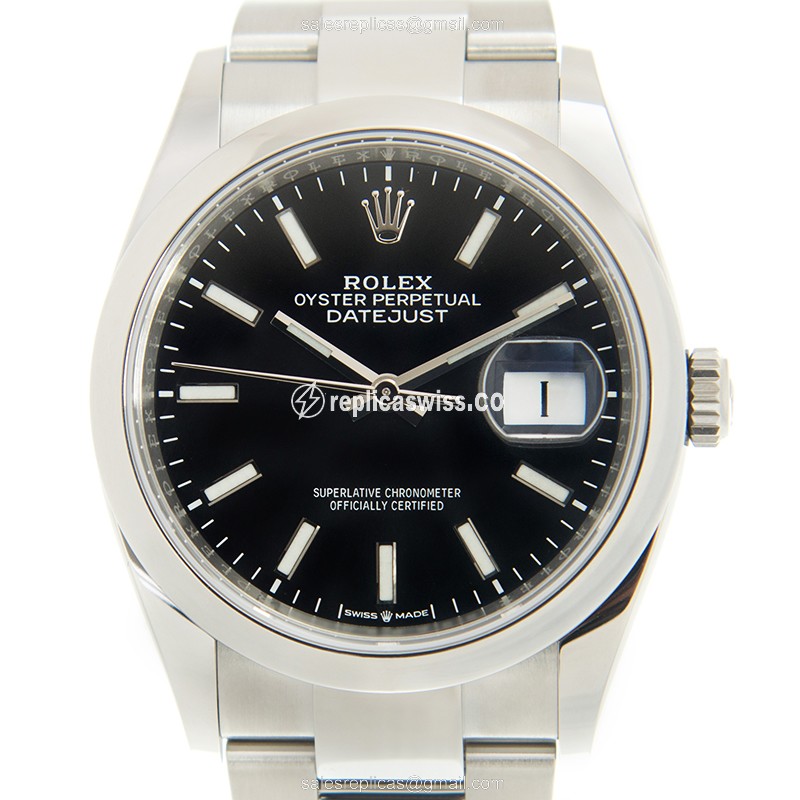 Exquisite Rolex 126200-0004 DATEJUST Replica, Automatic Movement & Stainless Steel Case with Black