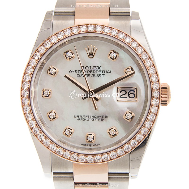 Exquisite Rolex 126281RBR-0010 Datejust Replica in 18kt Rose Gold, Automatic Movement & White Dial